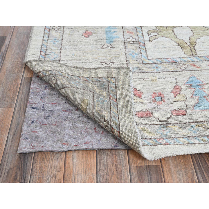 10'2" x 13'7" New Hand Knotted Ivory Wool Rectangle Oriental Rug - MOA102898