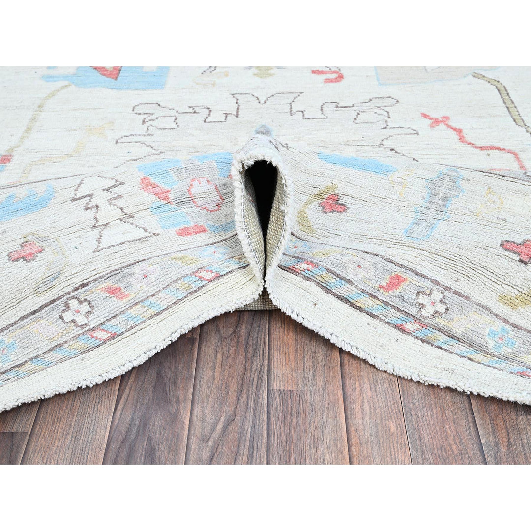 10'2" x 13'7" New Hand Knotted Ivory Wool Rectangle Oriental Rug - MOA102898