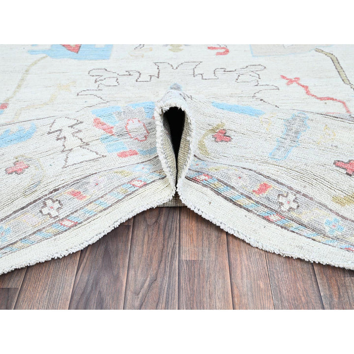 10'2" x 13'7" New Hand Knotted Ivory Wool Rectangle Oriental Rug - MOA102898