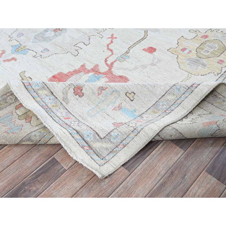 10'2" x 13'7" New Hand Knotted Ivory Wool Rectangle Oriental Rug - MOA102898