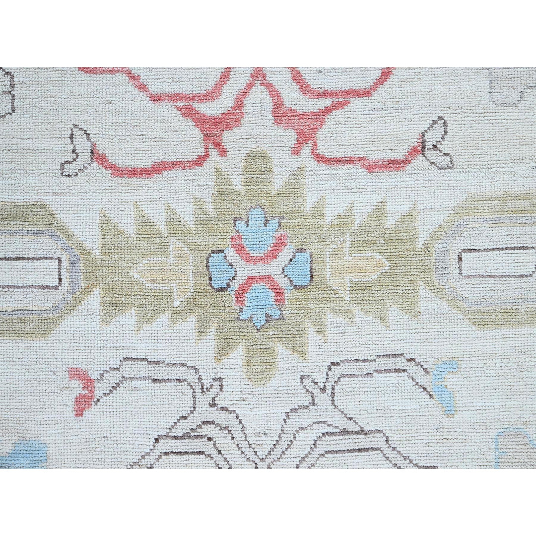 10'2" x 13'7" New Hand Knotted Ivory Wool Rectangle Oriental Rug - MOA102898