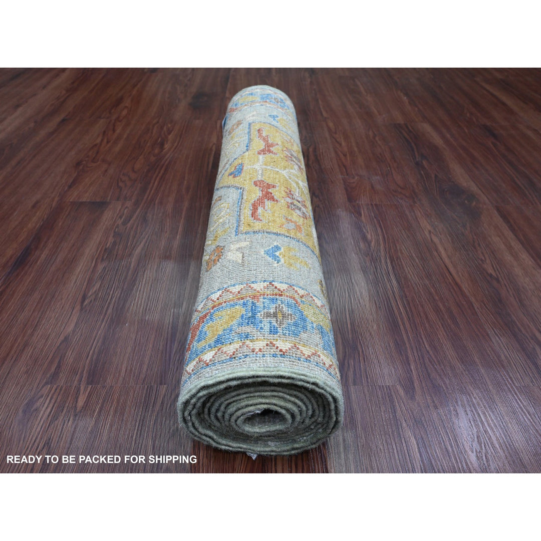 2'7" x 10'2" New Hand Knotted Grey Wool Runner Oriental Rug - MOA10289912