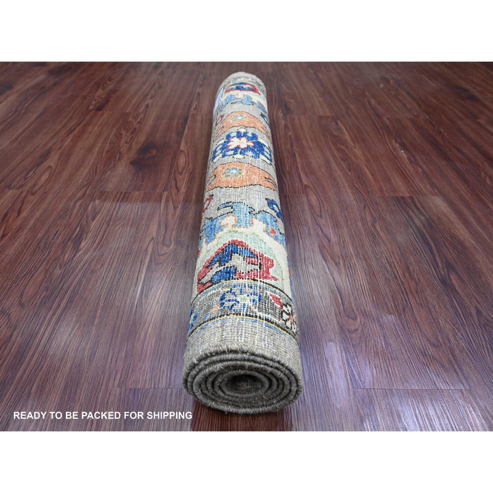 3'0" x 5'10" New Hand Knotted Grey Wool Runner Oriental Rug - MOA10289914