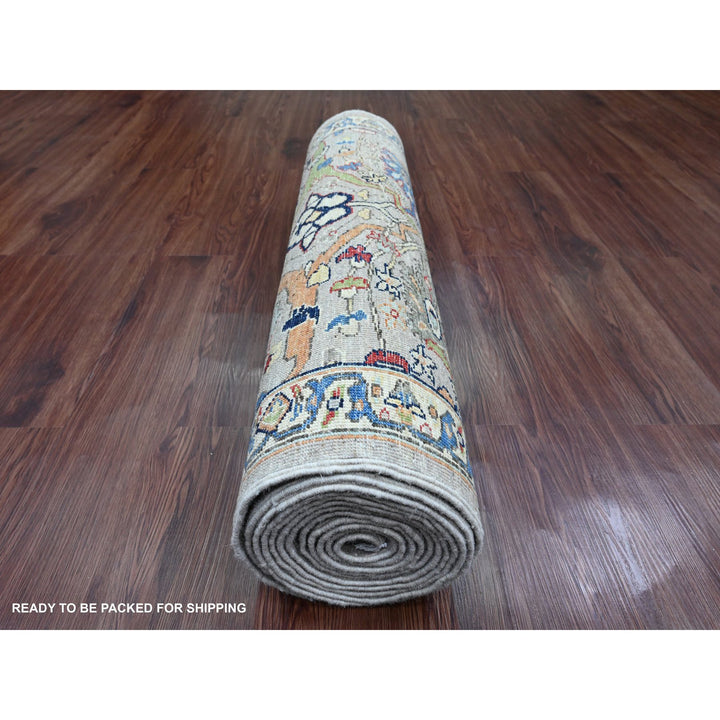 3'0" x 15'5" New Hand Knotted Grey Wool Runner Oriental Rug - MOA10289915