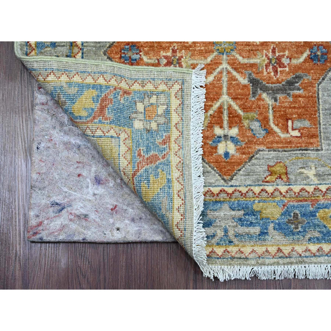 2'7" x 10'2" New Hand Knotted Grey Wool Runner Oriental Rug - MOA10289917