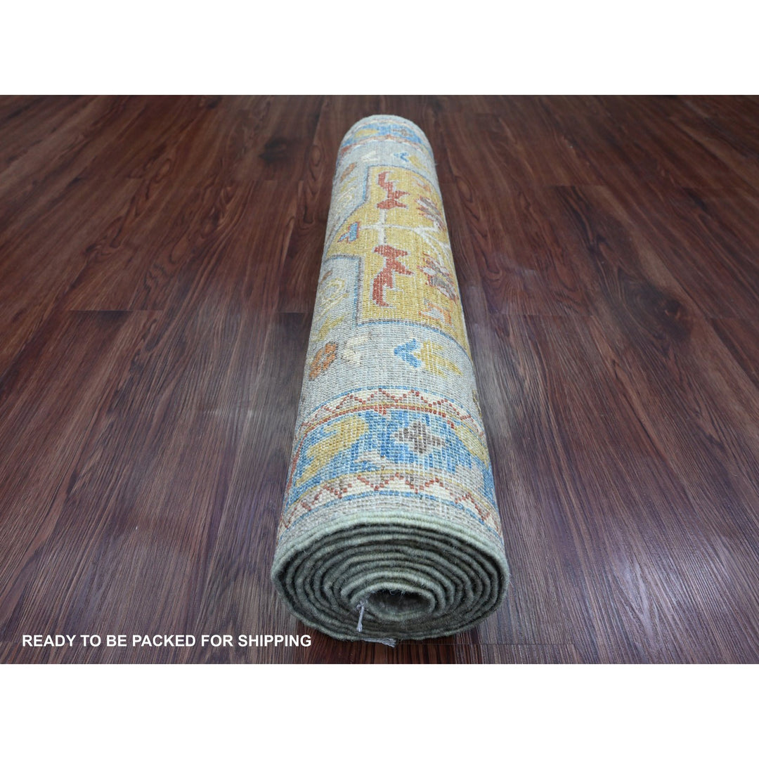 2'7" x 10'2" New Hand Knotted Grey Wool Runner Oriental Rug - MOA10289917
