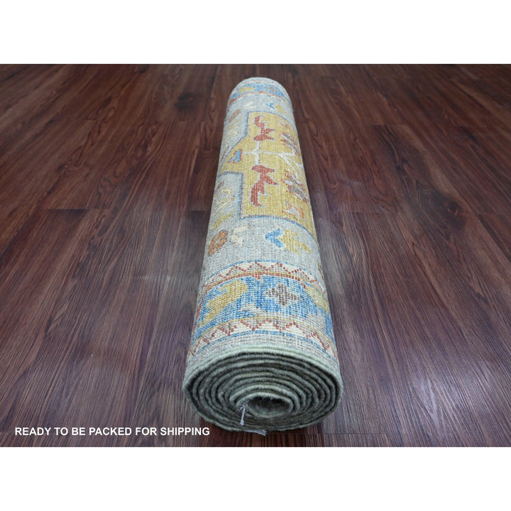 2'7" x 10'2" New Hand Knotted Grey Wool Runner Oriental Rug - MOA10289917