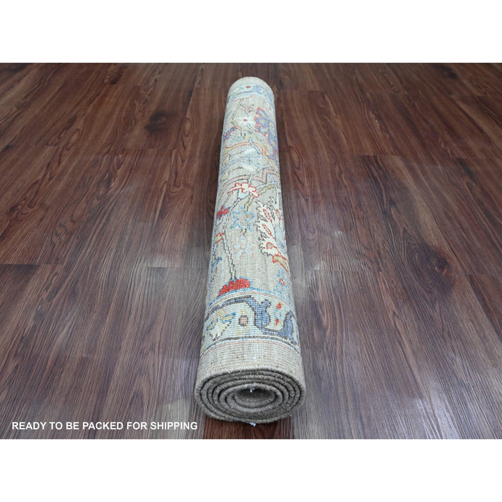 3'1" x 5'11" New Hand Knotted Grey Wool Runner Oriental Rug - MOA10289919