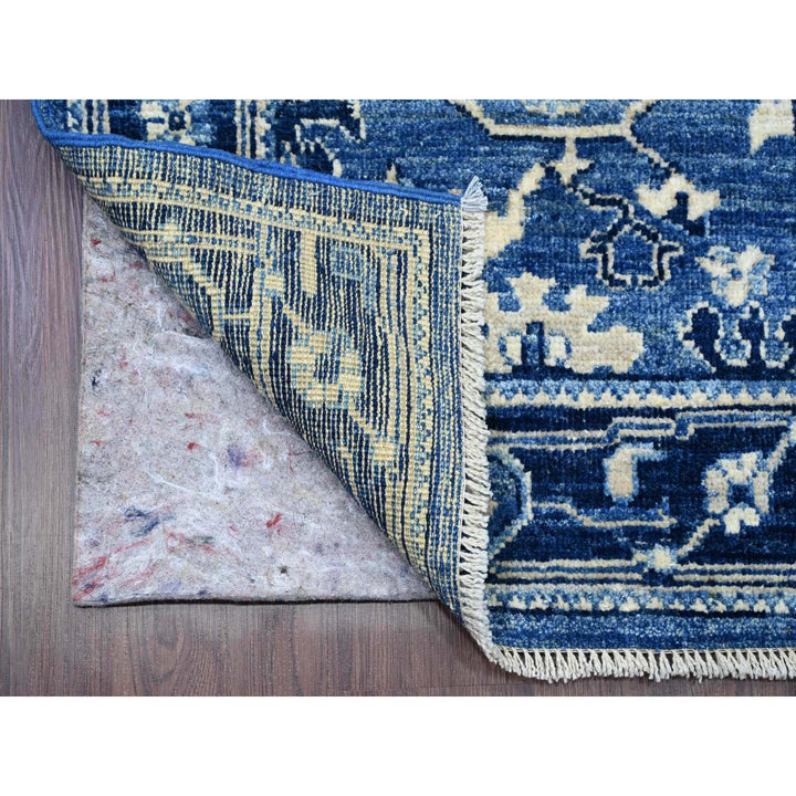 2'9" x 19'7" New Hand Knotted Blue Wool Runner Oriental Rug - MOA10289920