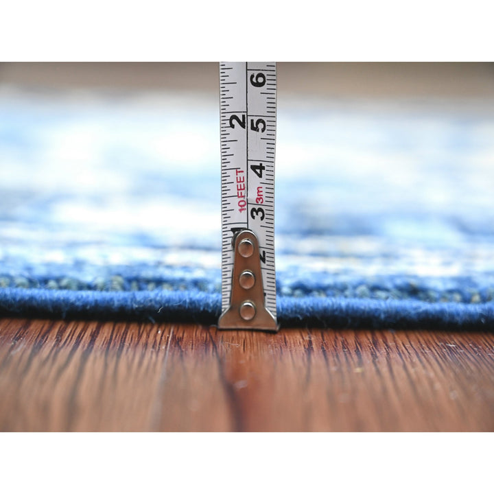 2'9" x 19'7" New Hand Knotted Blue Wool Runner Oriental Rug - MOA10289920