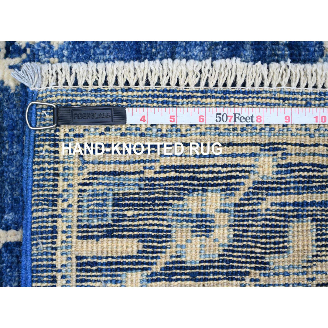 2'9" x 19'7" New Hand Knotted Blue Wool Runner Oriental Rug - MOA10289920