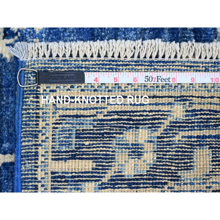 2'9" x 19'7" New Hand Knotted Blue Wool Runner Oriental Rug - MOA10289920