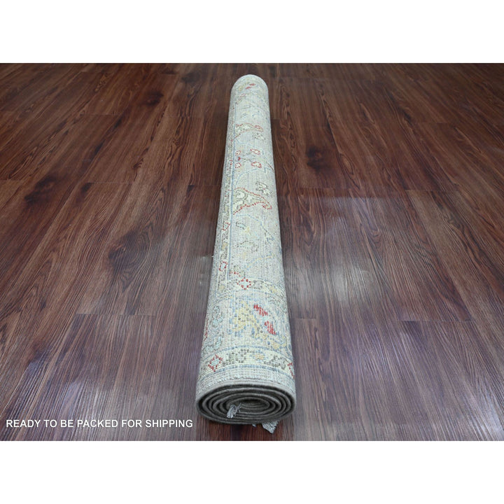 3'10" x 5'9" New Hand Knotted Grey Wool Rectangle Oriental Rug - MOA10289971