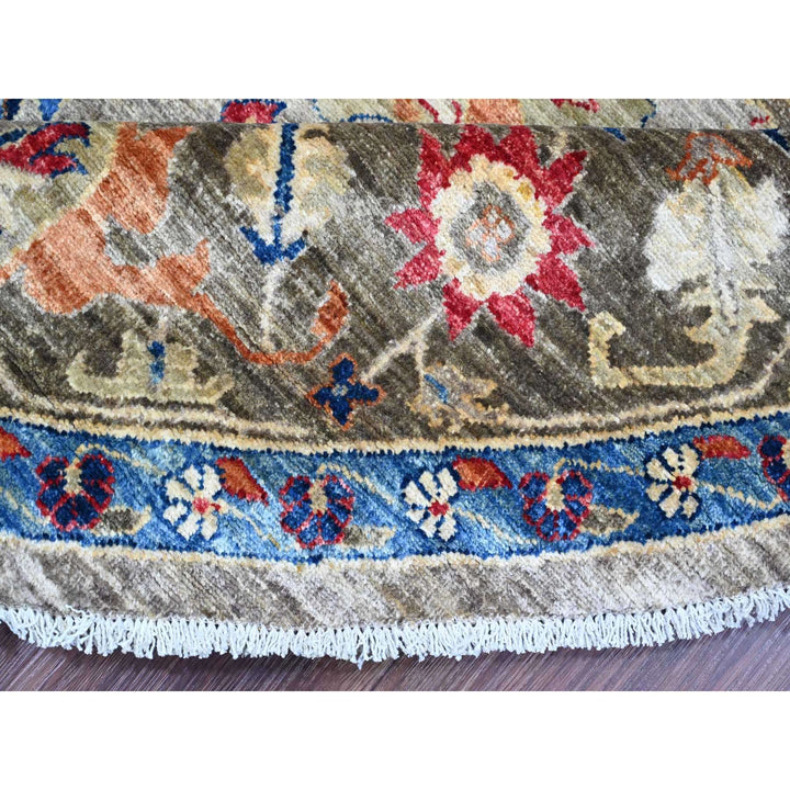9'11" x 9'11" New Hand Knotted Grey Wool Round Oriental Rug - MOA10289984
