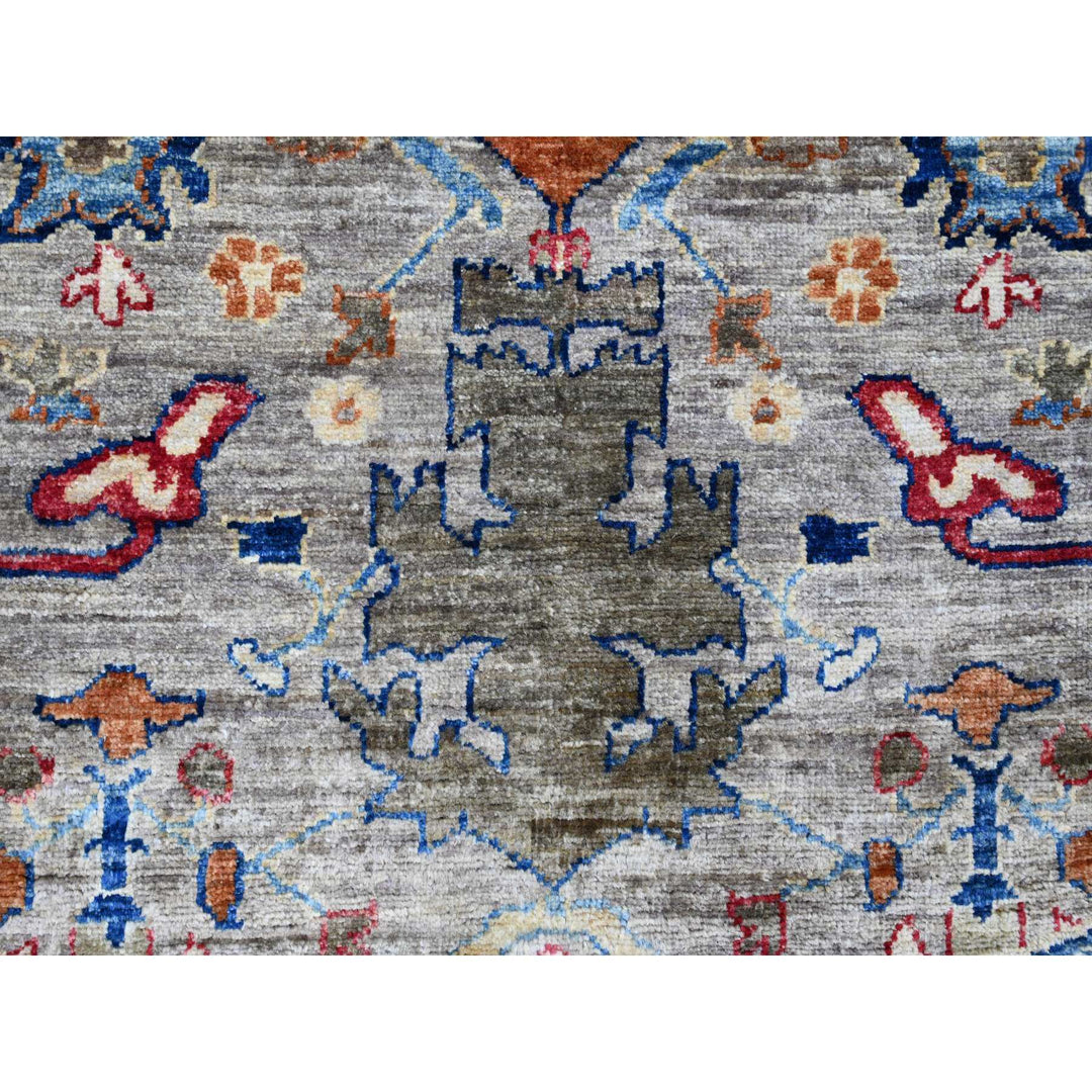 9'11" x 9'11" New Hand Knotted Grey Wool Round Oriental Rug - MOA10289984