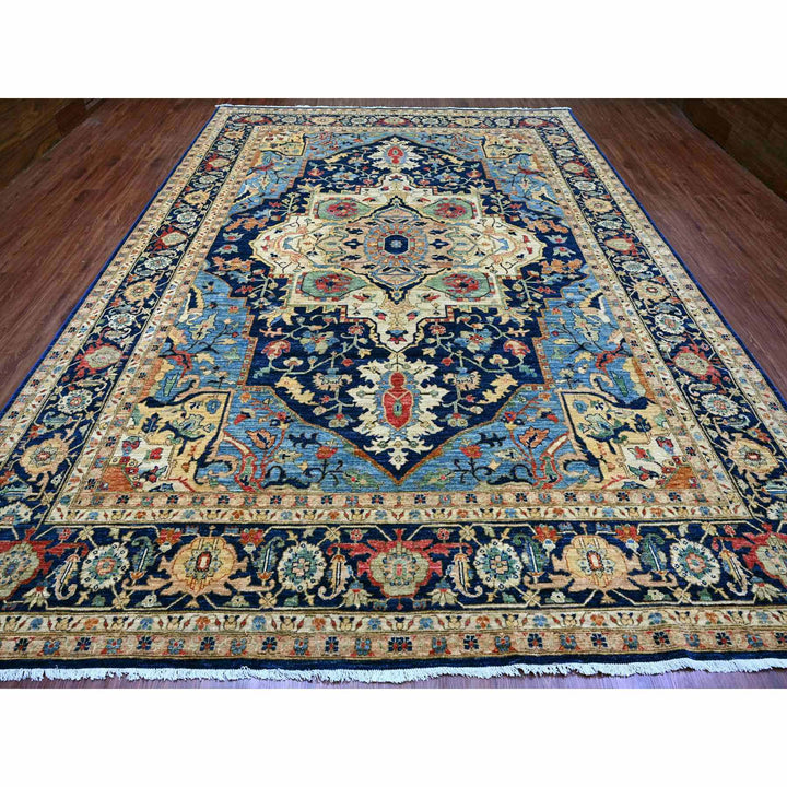 10'0" x 13'10" New Hand Knotted Blue Wool Rectangle Oriental Rug - MOA10289985