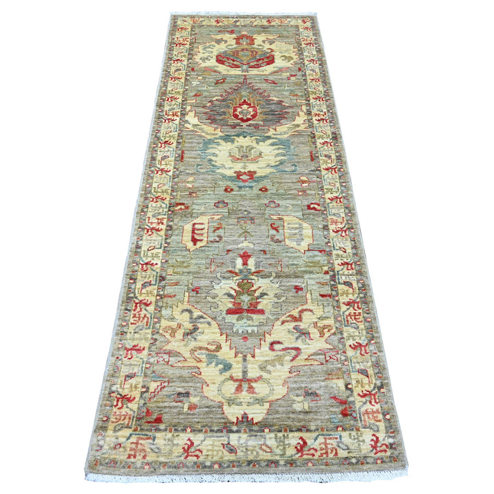 2'7" x 7'7" New Hand Knotted Grey Wool Runner Oriental Rug - MOA10289986
