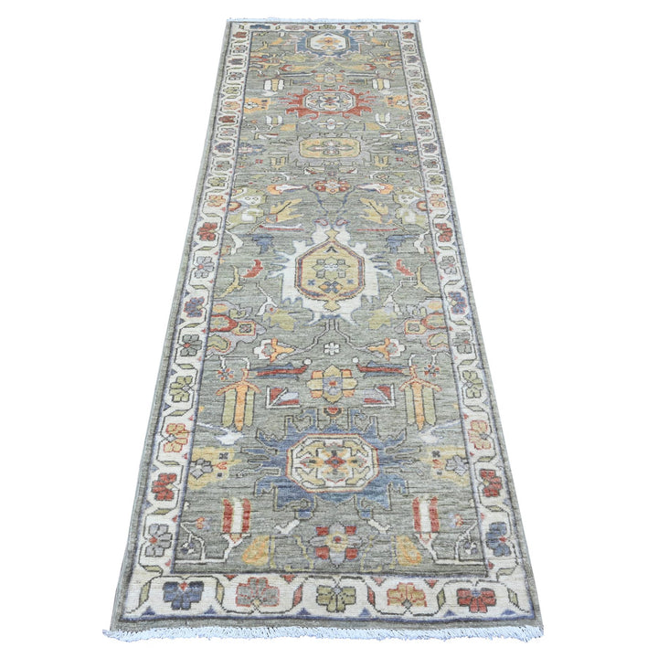 2'8" x 8'0" New Hand Knotted Green Wool Runner Oriental Rug - MOA10289987