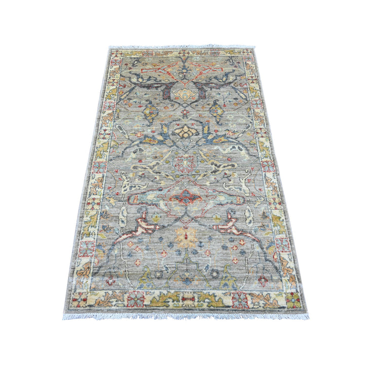 3'2" x 5'1" New Hand Knotted Grey Wool Rectangle Oriental Rug - MOA10289988