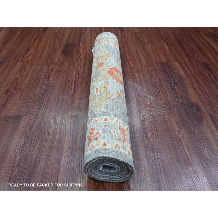 2'9" x 8'0" New Hand Knotted Grey Wool Runner Oriental Rug - MOA10289994