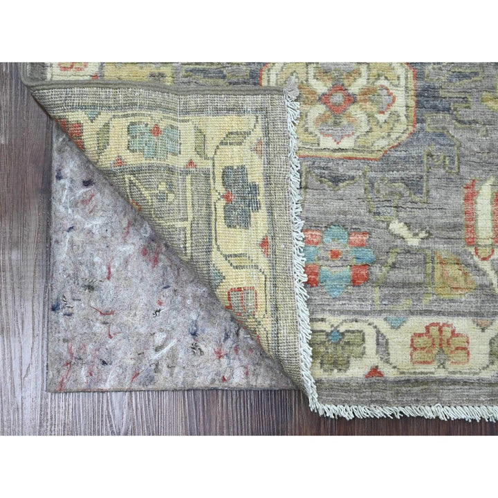 2'6" x 5'11" New Hand Knotted Grey Wool Runner Oriental Rug - MOA10289995