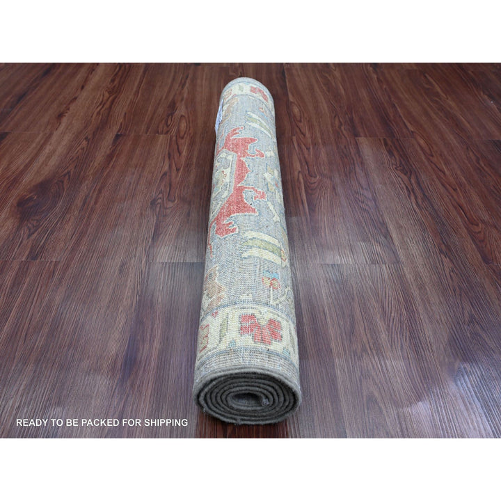 2'6" x 5'11" New Hand Knotted Grey Wool Runner Oriental Rug - MOA10289995