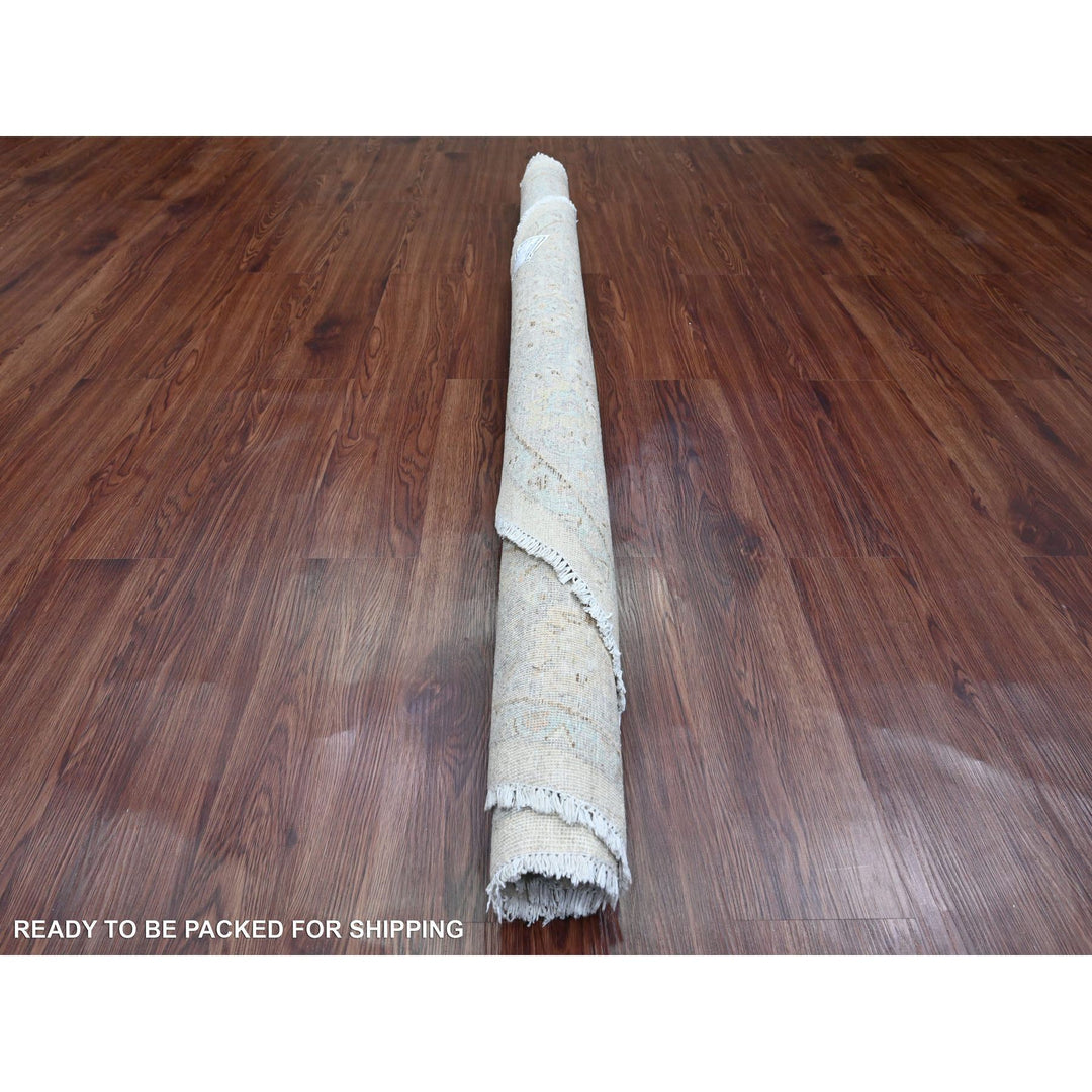 5'8" x 5'9" New Hand Knotted Ivory Wool Round Oriental Rug - MOA10289996