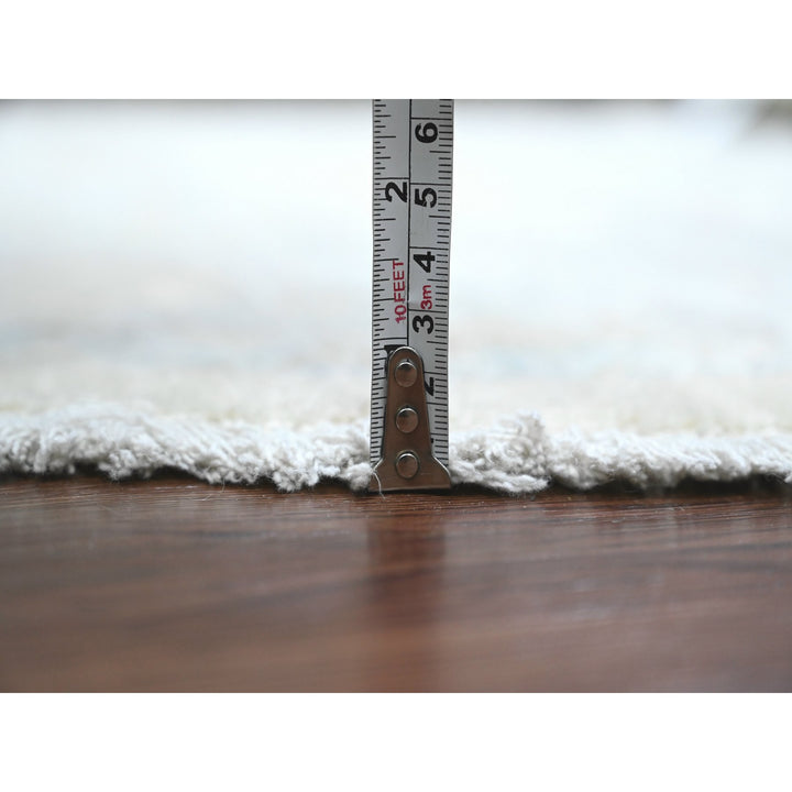5'8" x 5'9" New Hand Knotted Ivory Wool Round Oriental Rug - MOA10289996