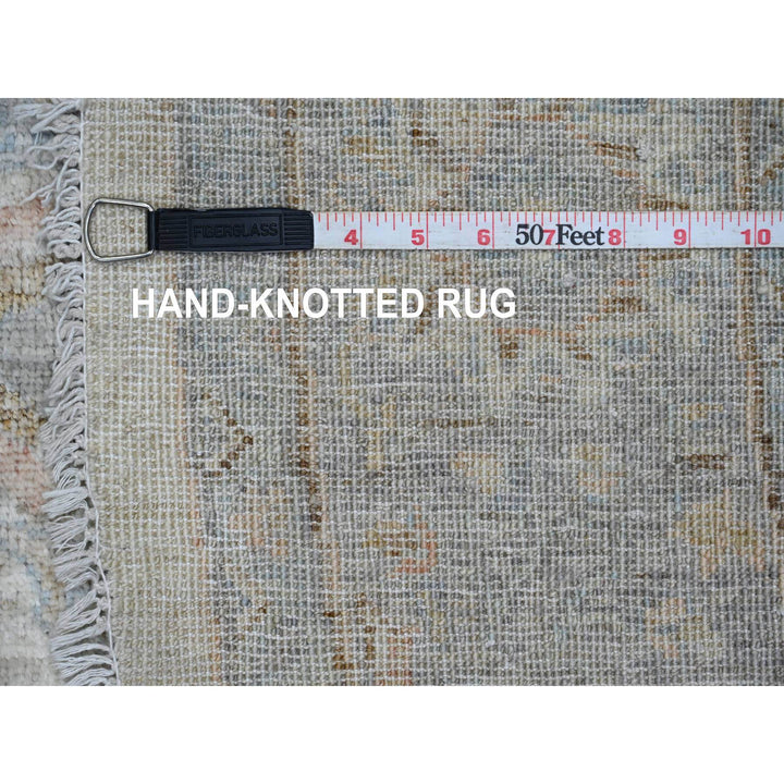 5'8" x 5'9" New Hand Knotted Ivory Wool Round Oriental Rug - MOA10289996