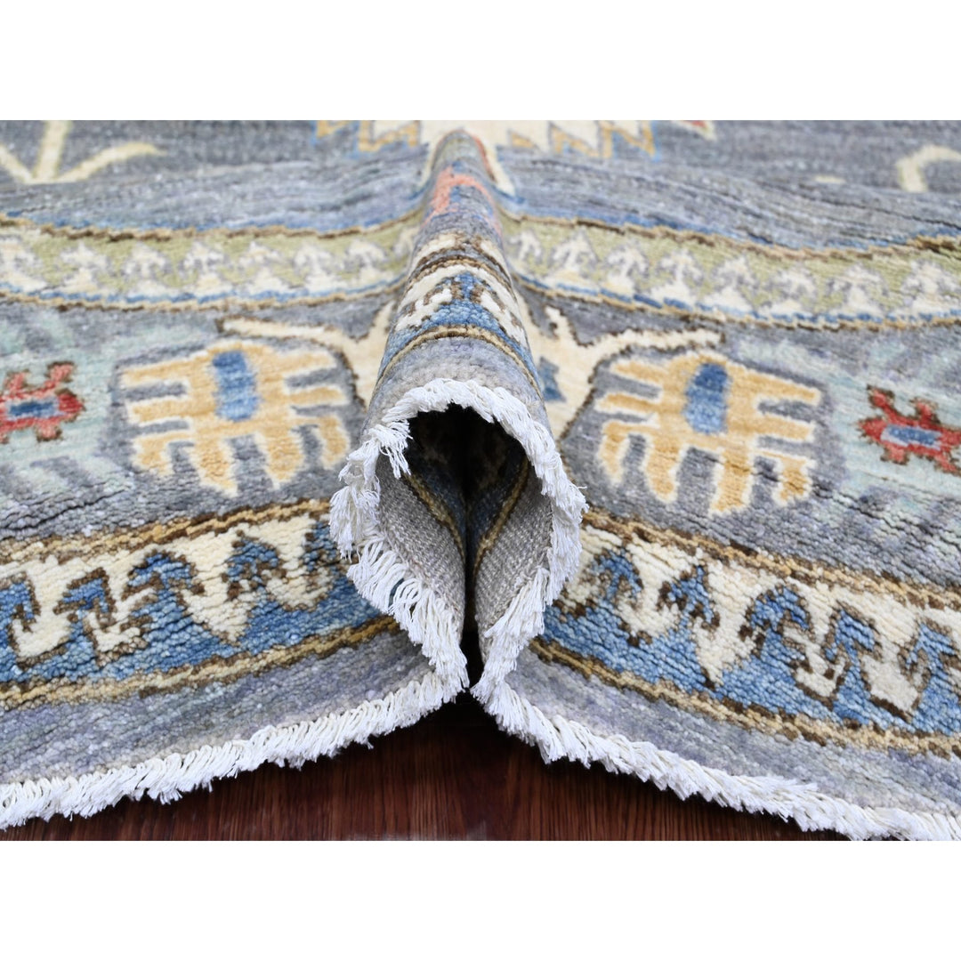 7'8" x 7'11" New Hand Knotted Grey Wool Round Oriental Rug - MOA10289997