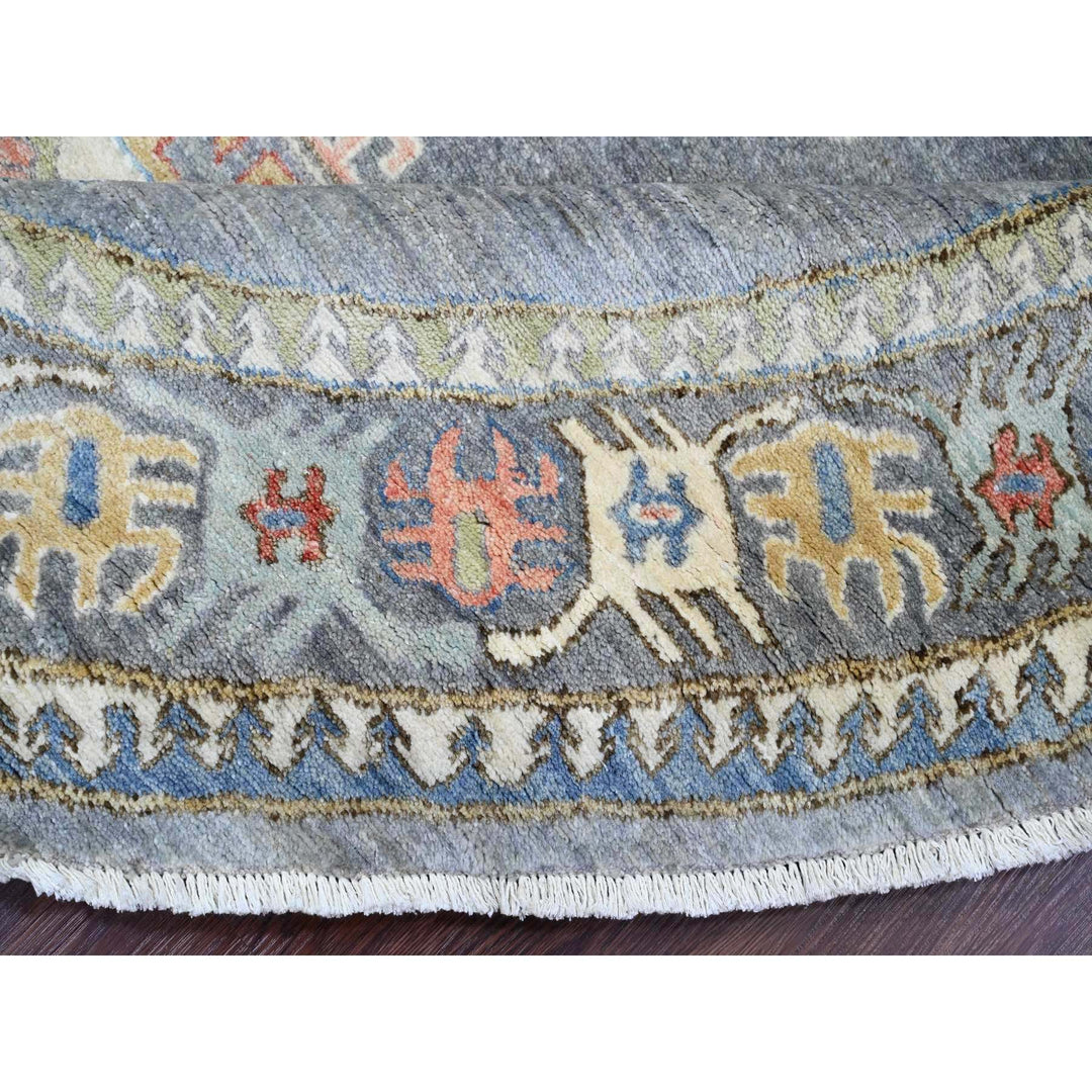 7'8" x 7'11" New Hand Knotted Grey Wool Round Oriental Rug - MOA10289997