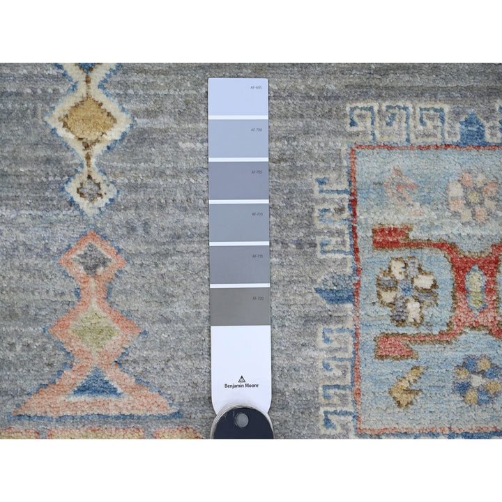7'8" x 7'11" New Hand Knotted Grey Wool Round Oriental Rug - MOA10289997