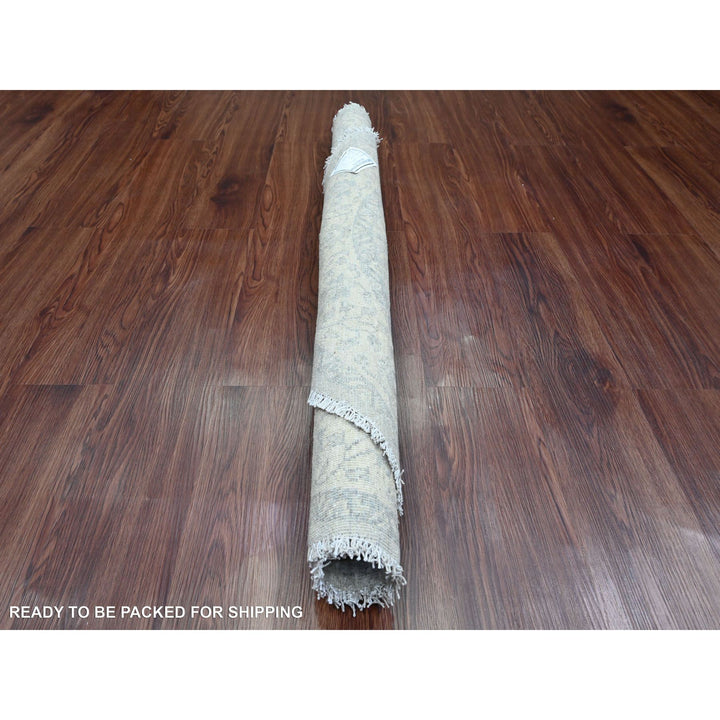 3'11" x 4'0" New Hand Knotted Grey Wool Round Oriental Rug - MOA10289998