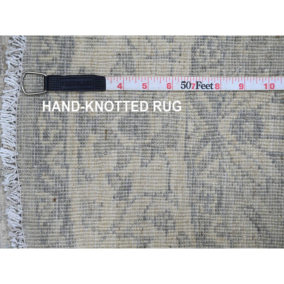 3'11" x 4'0" New Hand Knotted Grey Wool Round Oriental Rug - MOA10289998