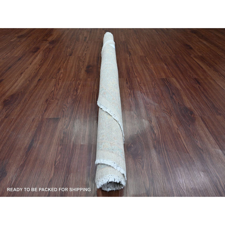5'8" x 5'9" New Hand Knotted Ivory Wool Round Oriental Rug - MOA10289999