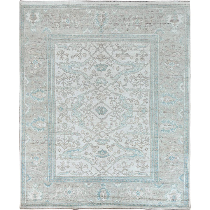 7'11" x 9'8" New Hand Knotted Ivory Wool Rectangle Oriental Rug - MOA102899