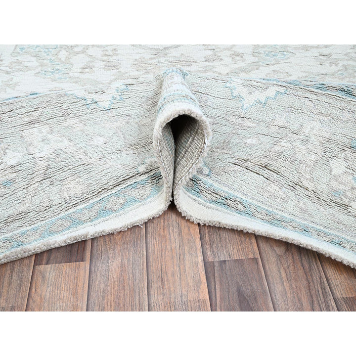 7'11" x 9'8" New Hand Knotted Ivory Wool Rectangle Oriental Rug - MOA102899