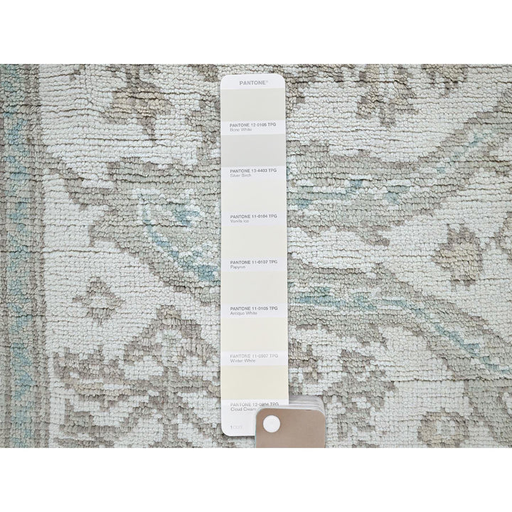 7'11" x 9'8" New Hand Knotted Ivory Wool Rectangle Oriental Rug - MOA102899