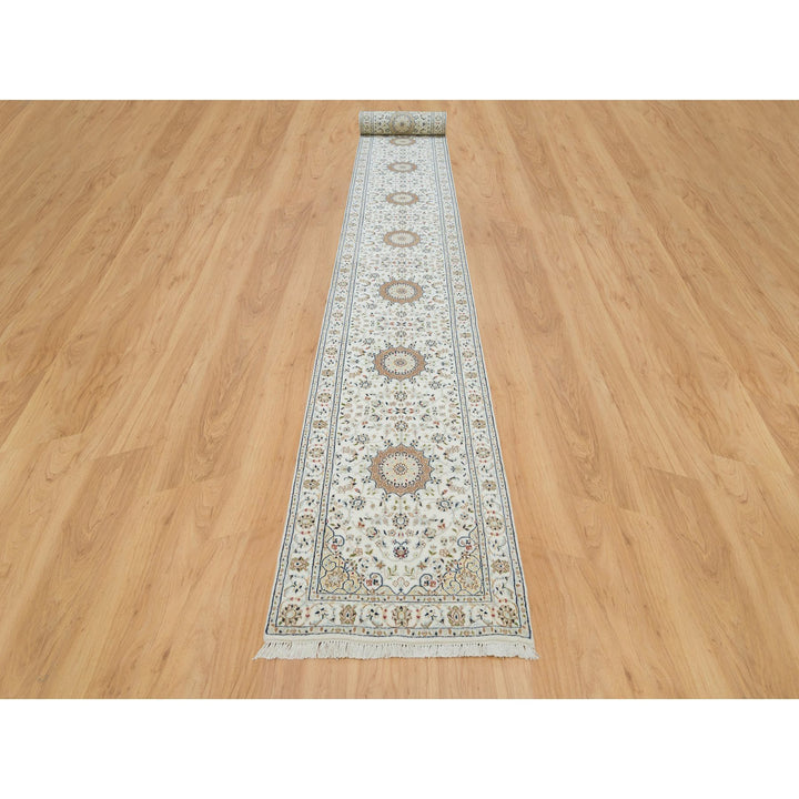 2'6" x 22'9" New Hand Knotted Ivory Cotton Runner Oriental Rug - MOA10290001