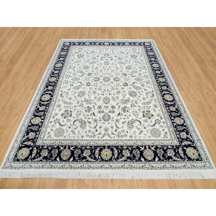 8'0" x 10'2" New Hand Knotted Ivory Wool Rectangle Oriental Rug - MOA10290007