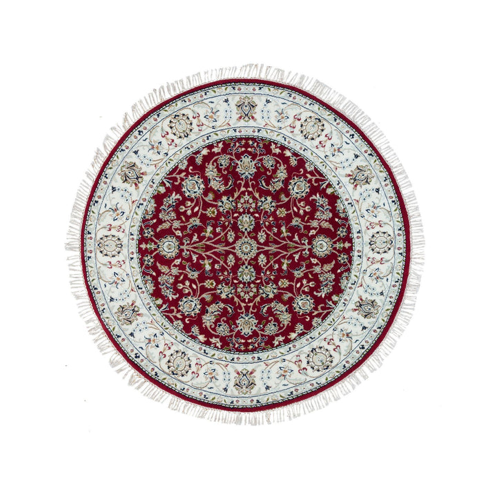 4'10" x 4'10" New Hand Knotted Red Cotton Round Oriental Rug - MOA10290018