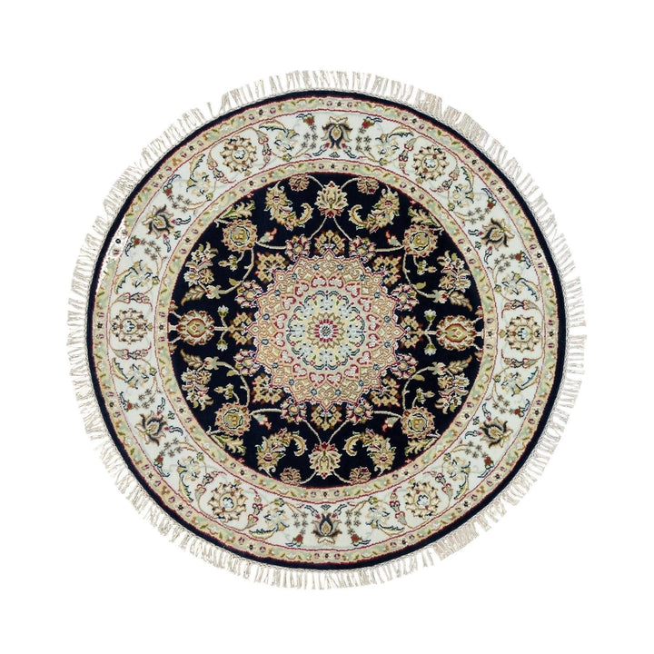 4'0" x 4'0" New Hand Knotted Blue Cotton Round Oriental Rug - MOA10290021