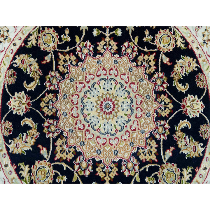 4'0" x 4'0" New Hand Knotted Blue Cotton Round Oriental Rug - MOA10290021