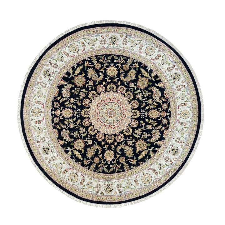 9'10" x 9'10" New Hand Knotted Blue Wool Round Oriental Rug - MOA10290024