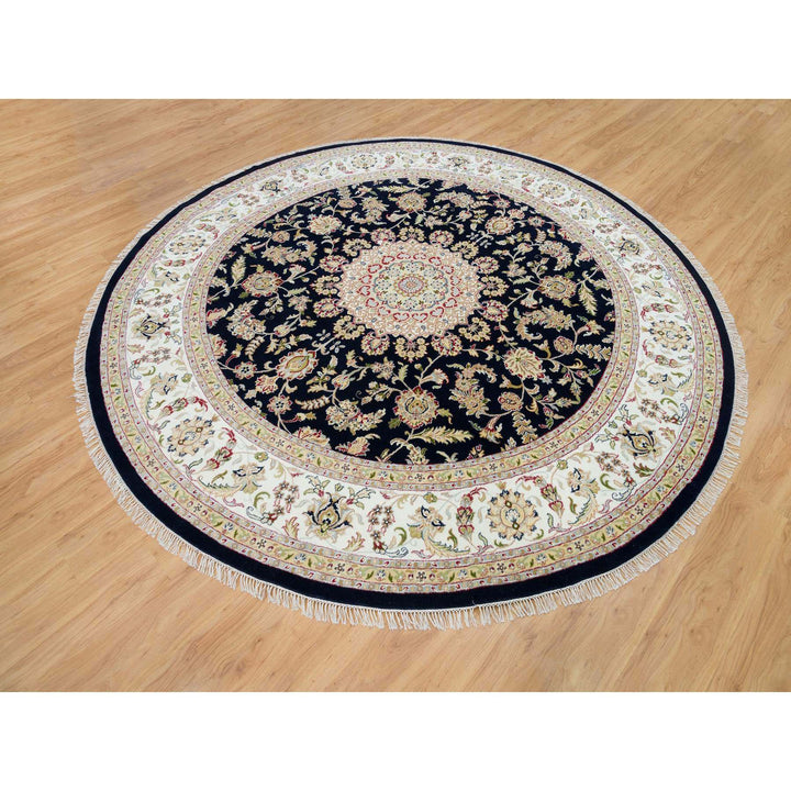 9'10" x 9'10" New Hand Knotted Blue Wool Round Oriental Rug - MOA10290024