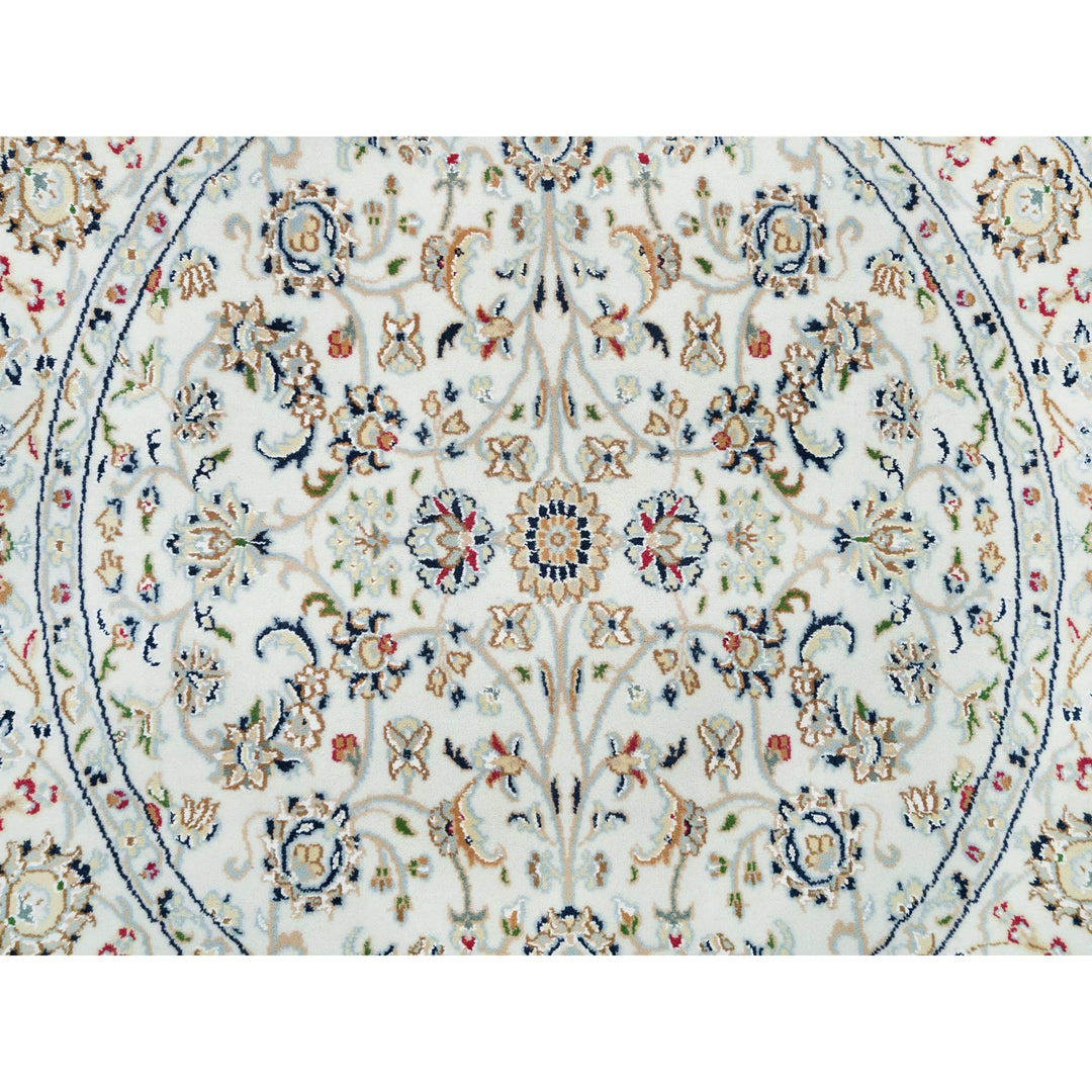 4'1" x 4'1" New Hand Knotted Ivory Wool Round Oriental Rug - MOA10290026