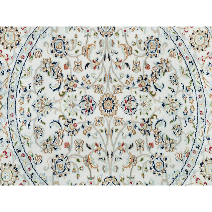 4'1" x 4'1" New Hand Knotted Ivory Wool Round Oriental Rug - MOA10290026