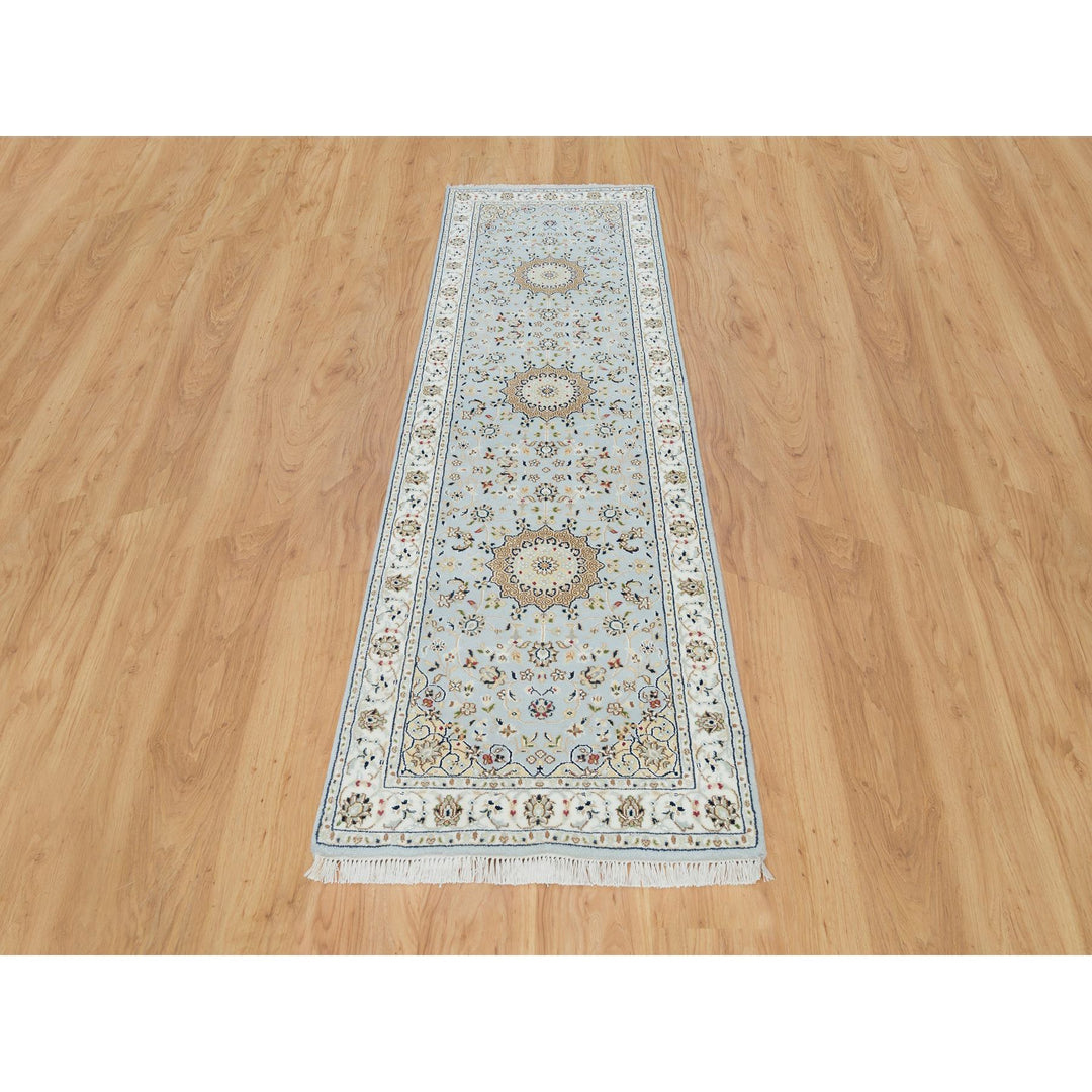 2'9" x 8'4" New Hand Knotted Blue Wool Runner Oriental Rug - MOA10290030