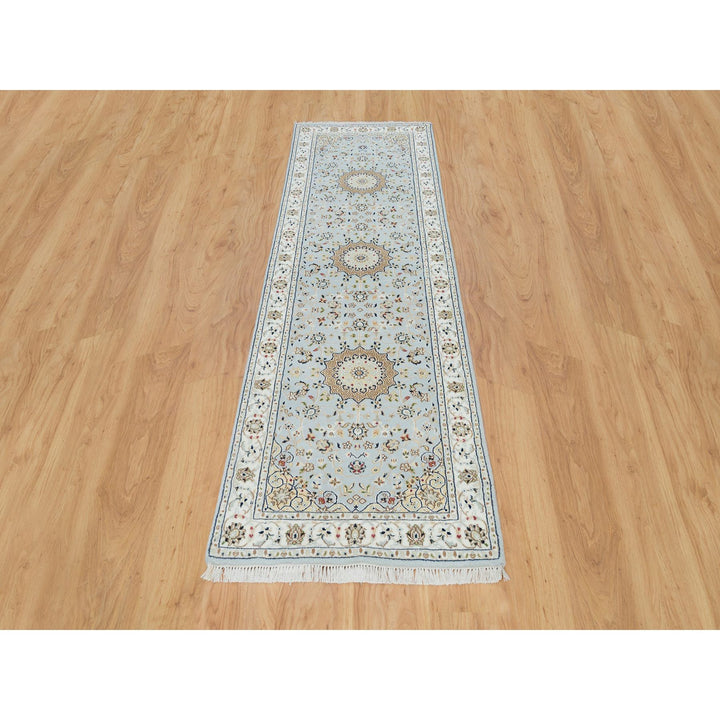 2'9" x 8'4" New Hand Knotted Blue Wool Runner Oriental Rug - MOA10290030