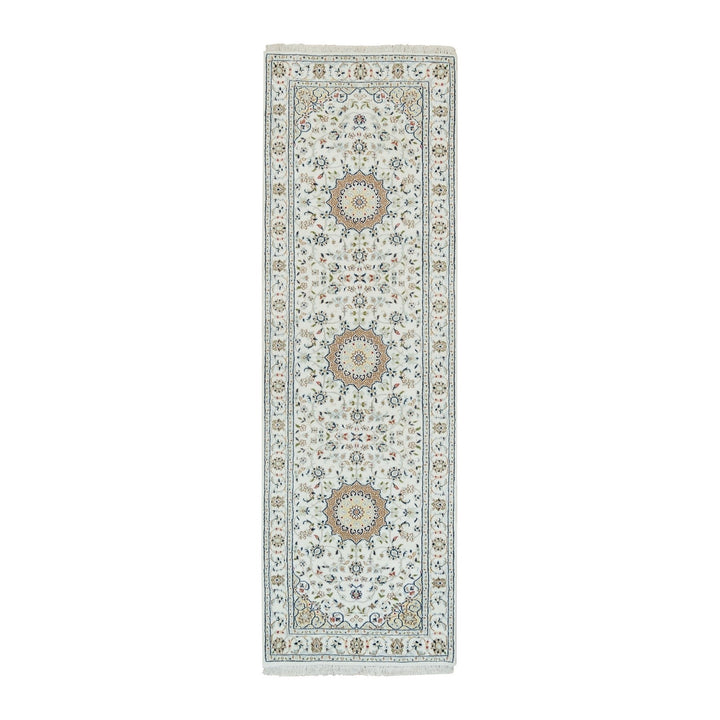 2'7" x 8'2" New Hand Knotted Ivory Wool Runner Oriental Rug - MOA10290039